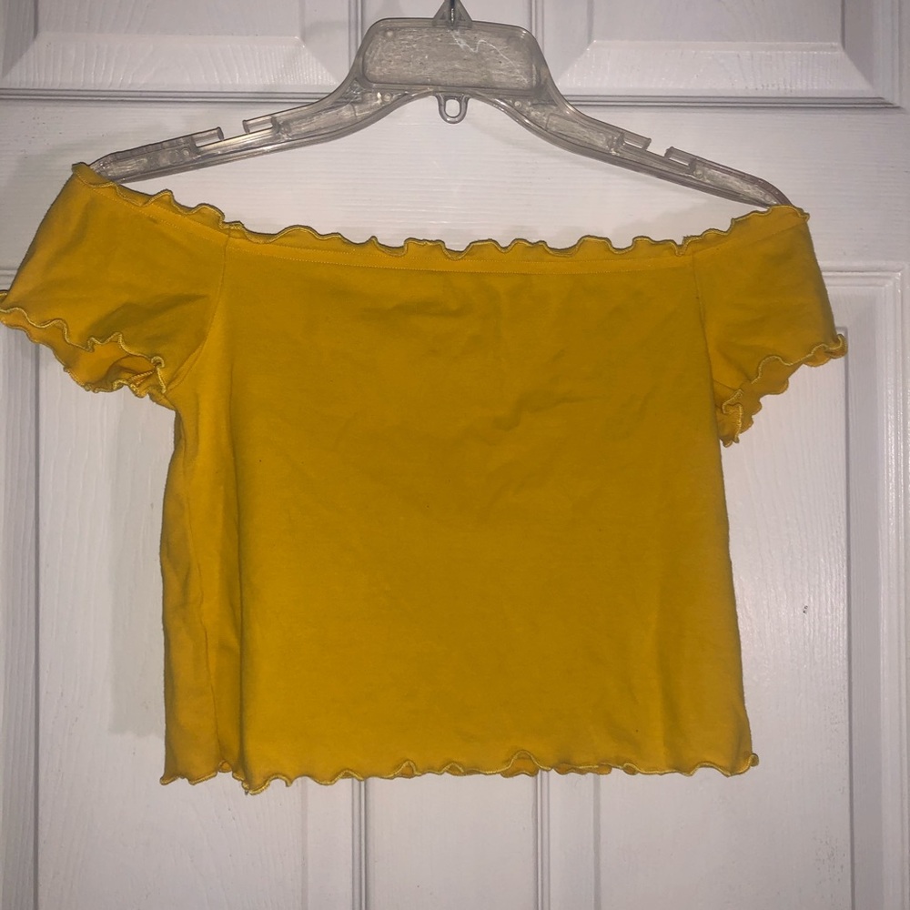 yellow off the shoulder top
